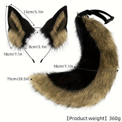 Wolf Dog Cosplay Set Ears Headband & Tail Halloween Masquerade Parties