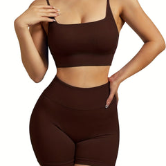 2pcs Yoga Set Sports Bra & Butt Lift Shorts Women's Activewear