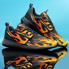 Men's Fire Print Walking Shoes Lightweight Athletic Sneaker for Outdoor Sports