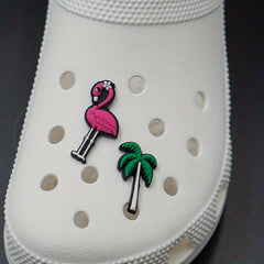 2pcs Flame Bird & Coconut Tree Shoe Charms for Clogs Sandals