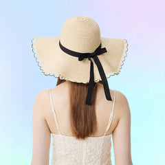 Women's Wide Brim Straw Sun Hat Floppy Beach Cap