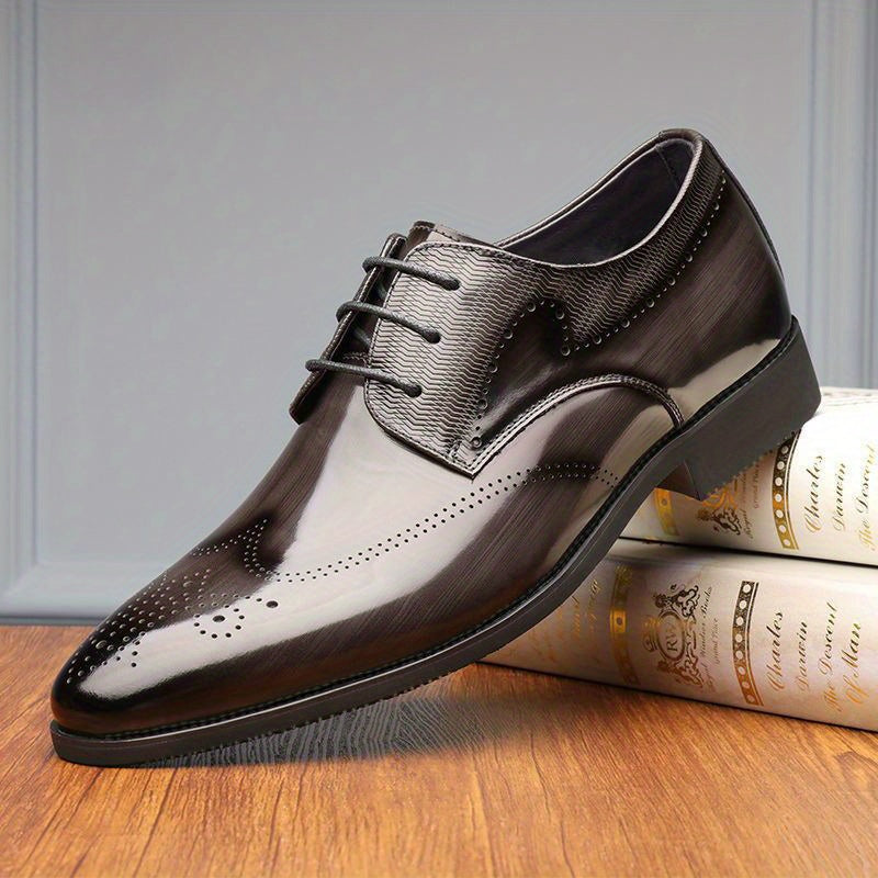 Men's Brogue Lace up Oxford Shoes Anti skid Smart Casual Dress Shoes