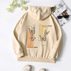 Print Casual Sweatshirt Drawstring Hoodie Women's Clothing