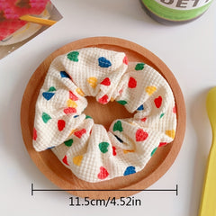 Girl's Love Heart Pattern Large Scrunchies Hair Ties