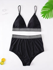 Colorblock High Waist Bikini Set Plus Size Women's Swimsuit