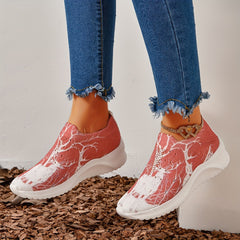 Christmas Women's Reindeer Pattern Soft Sole Sports Shoes