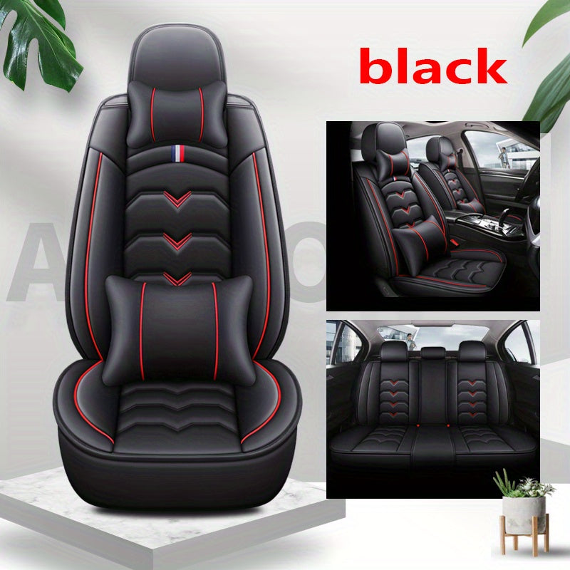 5 Universal PU Leather Car Seat Covers Fully Covering Protect