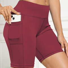 High Waisted Seamless Yoga Biker Shorts with Phone Pocket