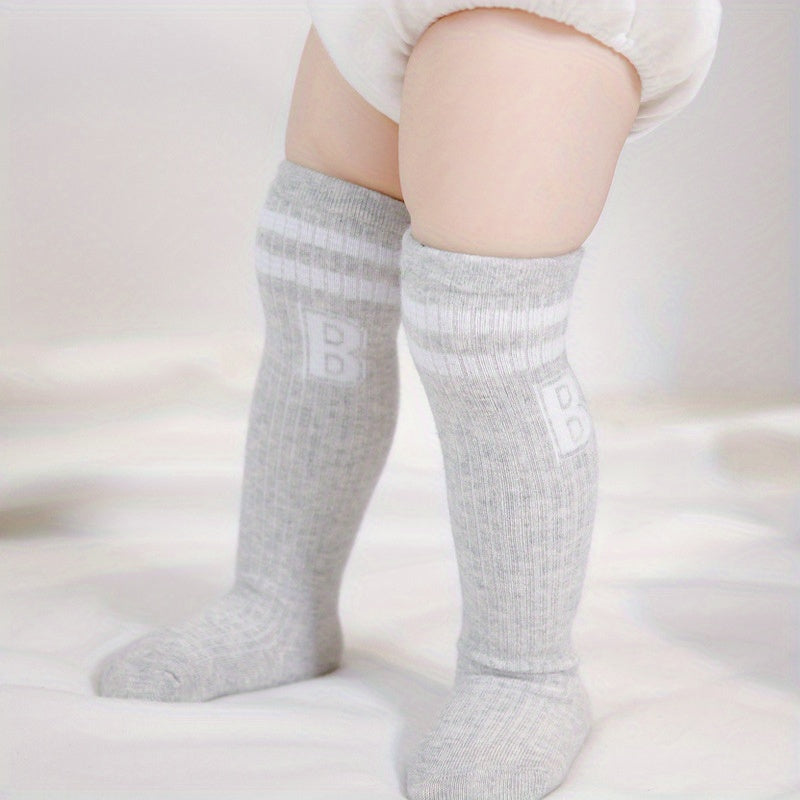 3 Pairs Boys Baby Letter Stripes Thigh High Socks