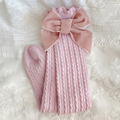 3 Pairs Girls Ruffled Bow Knit Socks