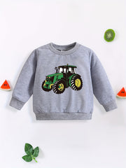 Baby Tractor Print Sweatshirt Long Sleeve Pullover