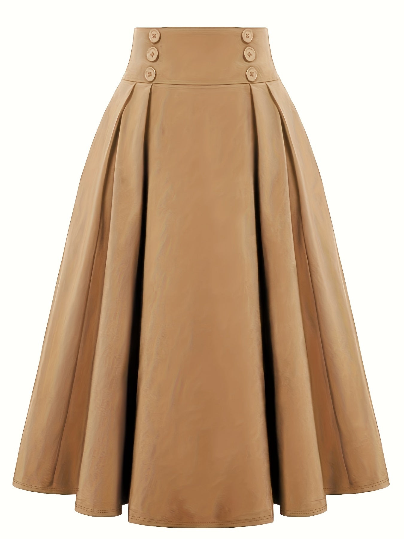 Vintage Button Front High Waist Pleated Skirt