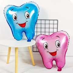 2pcs Smile Teeth Balloon Set Pink Aluminum Film Love Teeth Oral Clinic Party Dec