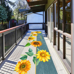 Sunflower Pattern Area Rug Non-Slip Long Carpet for Home Decor