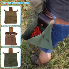 Bush Craft Belt Bag Foldable Canvas Fanna Pack With Leather Cover And Buckle