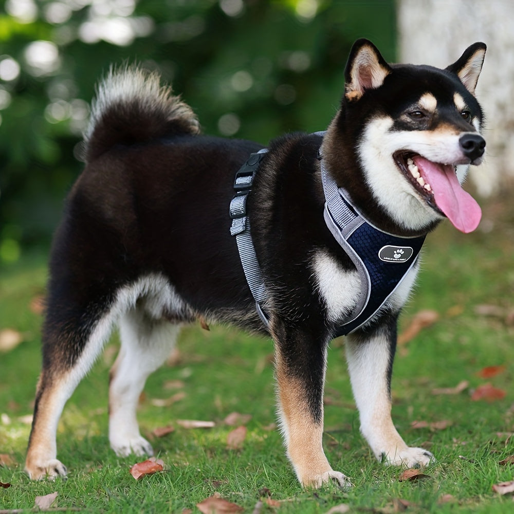 Reflective Breathable Pet Harness Adjustable Soft Oxford Material