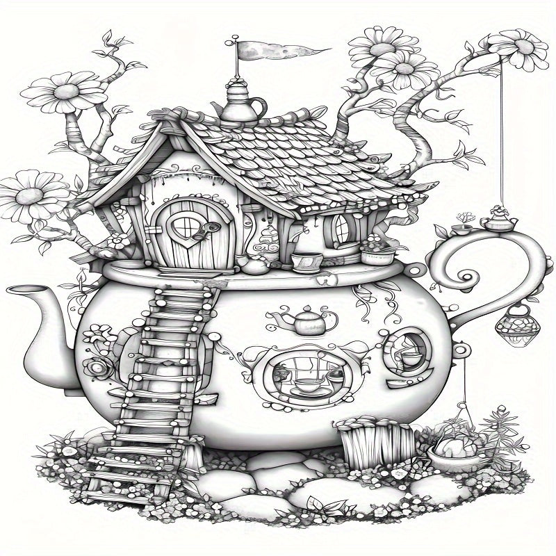 Deluxe Teapot House Coloring Book 22 Pages Halloween Christmas Birthday