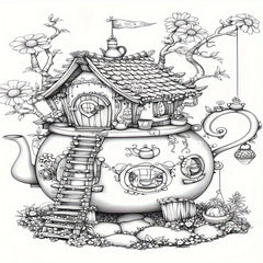 Deluxe Teapot House Coloring Book 22 Pages Halloween Christmas Birthday