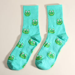 Funny Frog Pattern Socks Women's Mid Tube Stockings