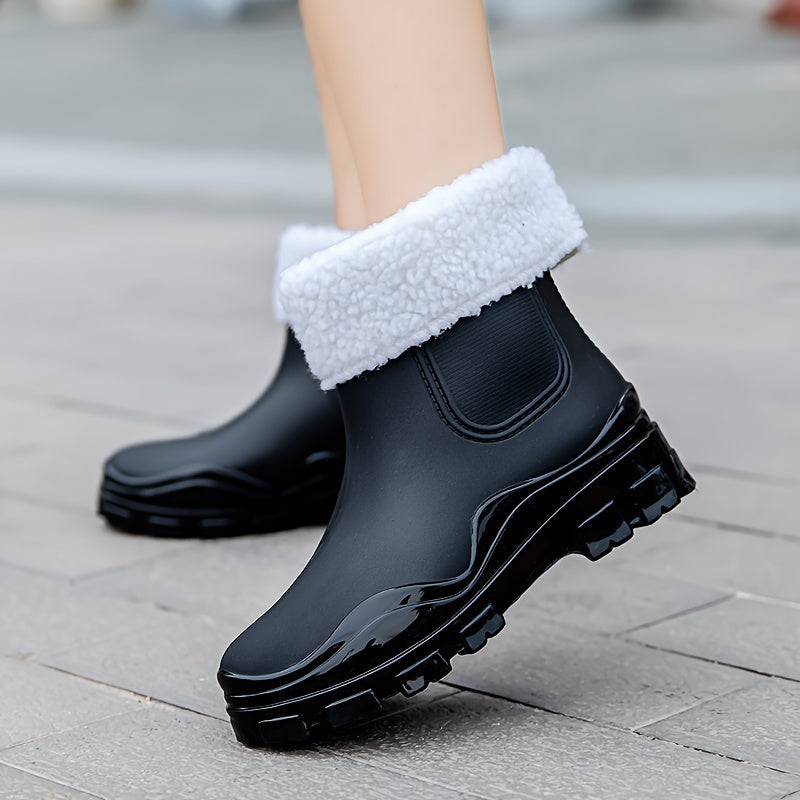 Women's Winter Rain Boots Waterproof Non slip And Fleece Lined