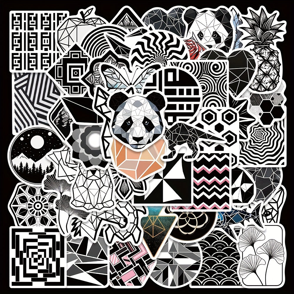 50pcs Geometric Panda Stickers for Laptop Helmets Water Cup DIY P