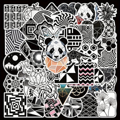 50pcs Geometric Panda Stickers for Laptop Helmets Water Cup DIY P