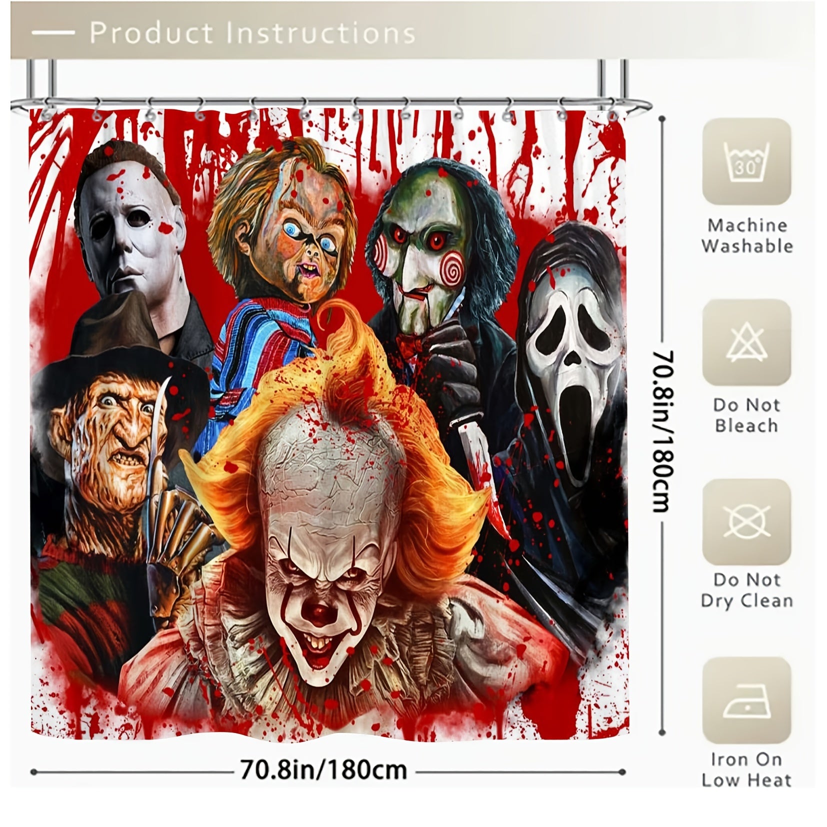 Horror Clown Style Shower Curtain Set