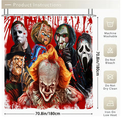 Horror Clown Style Shower Curtain Set