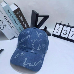 Letter Print Washed Denim Baseball Cap