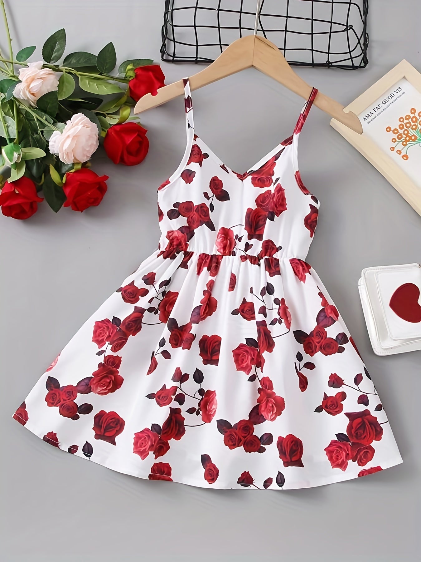 Baby Girl Flower Print Strap Dress
