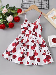 Baby Girl Flower Print Strap Dress