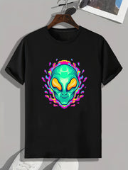 Alien Print Men's Graphic T-shirt for Summer