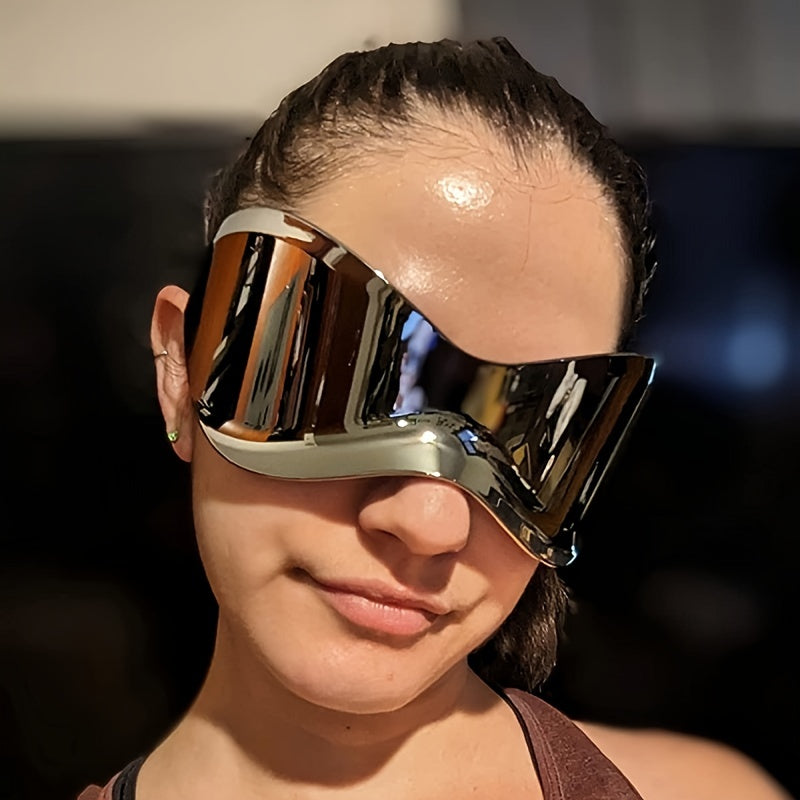 Oversized Y2K Sunglasses Wrap Around Hip Hop Cyberpunk Stylish Eyewear