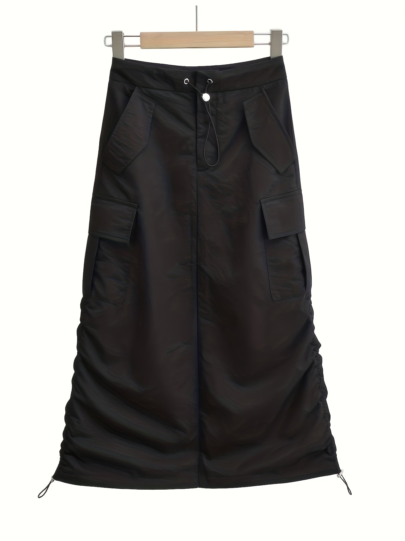 Y2k Side Ruched Cargo Maxi Skirt