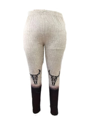 Bull Skull Print Ombre Elastic High Rise Skinny Trousers