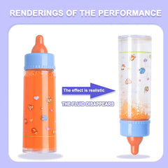 3pcs Baby Doll Feeding Set - Milk, Juice Bottles, Toy Pacifier, Pink Plastic