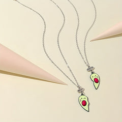 Girls Avocado Heart Pendant Necklace BFF Matching Gift Set