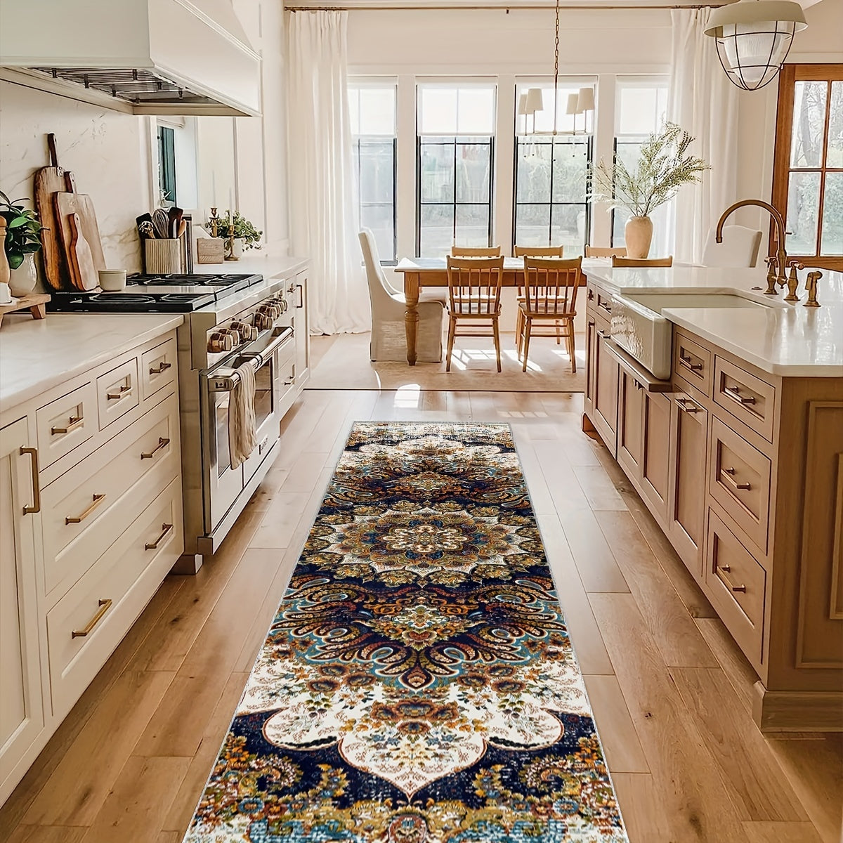 Vintage Boho Runner Rugs Medallion Laundry Kitchen Mat Non Slip