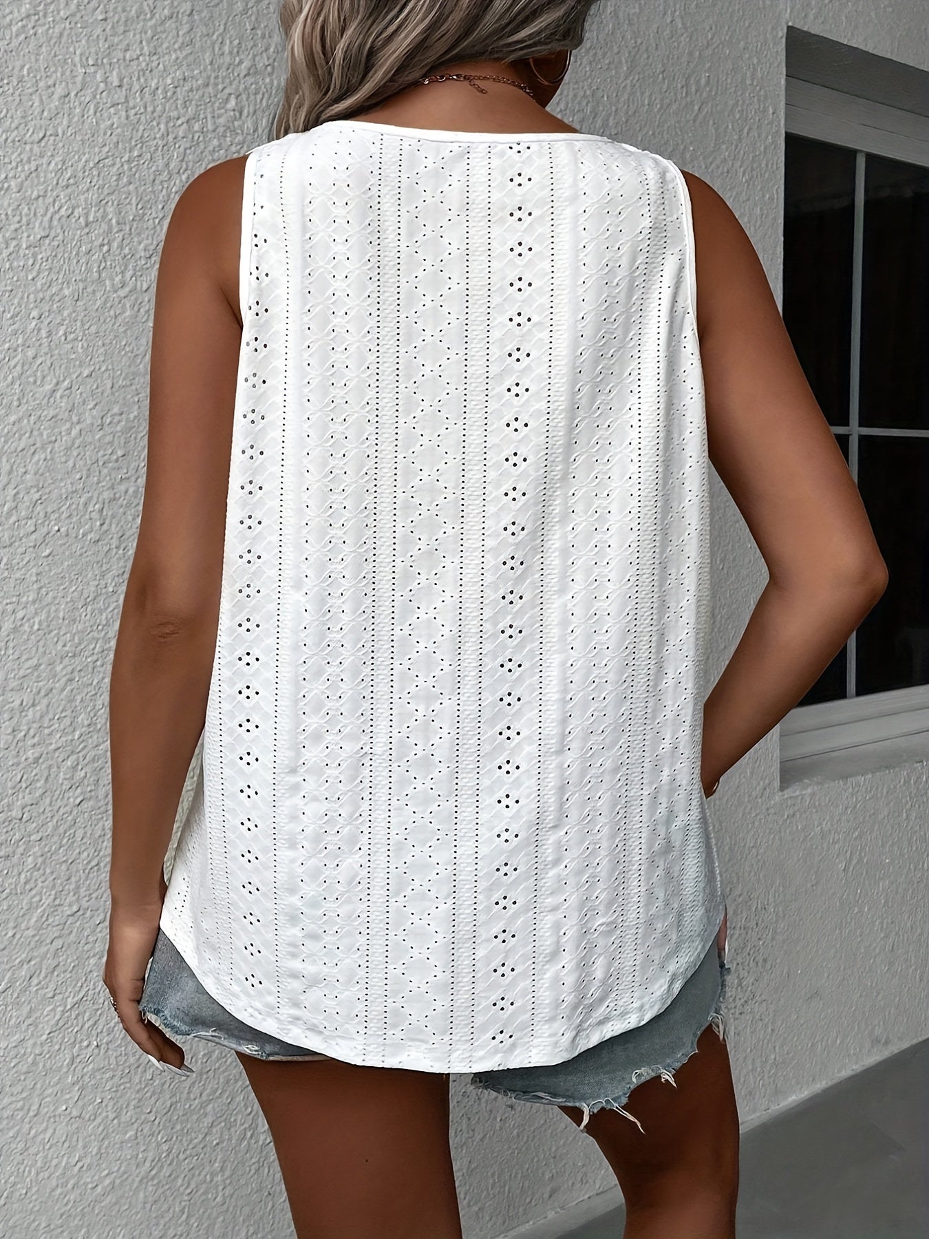 Eyelet Embroidery Applique Stretch Tank Top
