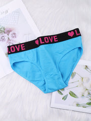 6pcs Letter Tape Bikini Panties Soft & Colorblock Low Waist Intimates Panties