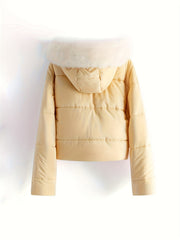 Women's Hooded Puffer Jacket Solid Causal Winter Warm Sports Jacket