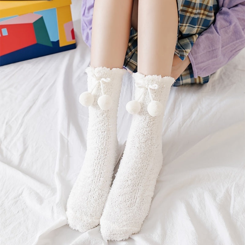Cozy Coral Fleece Mid Tube Socks for Winter