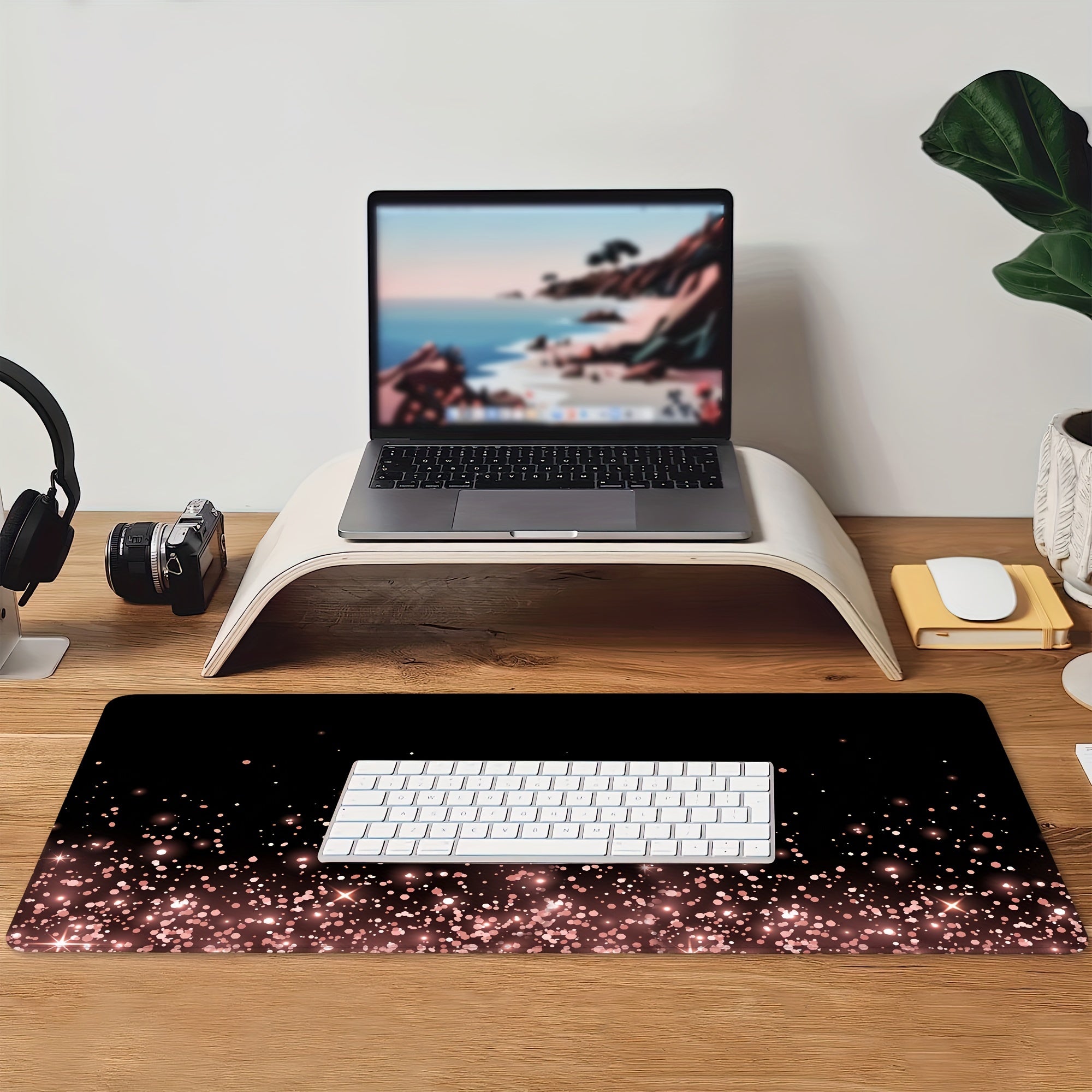 Rose Golden Glitter Desk Mat Large Gaming Mouse Pad Non Slip