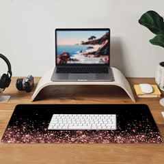 Rose Golden Glitter Desk Mat Large Gaming Mouse Pad Non Slip