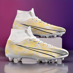 Men's Geometric Lace-up Soccer Cleats Outdoor Sneakers