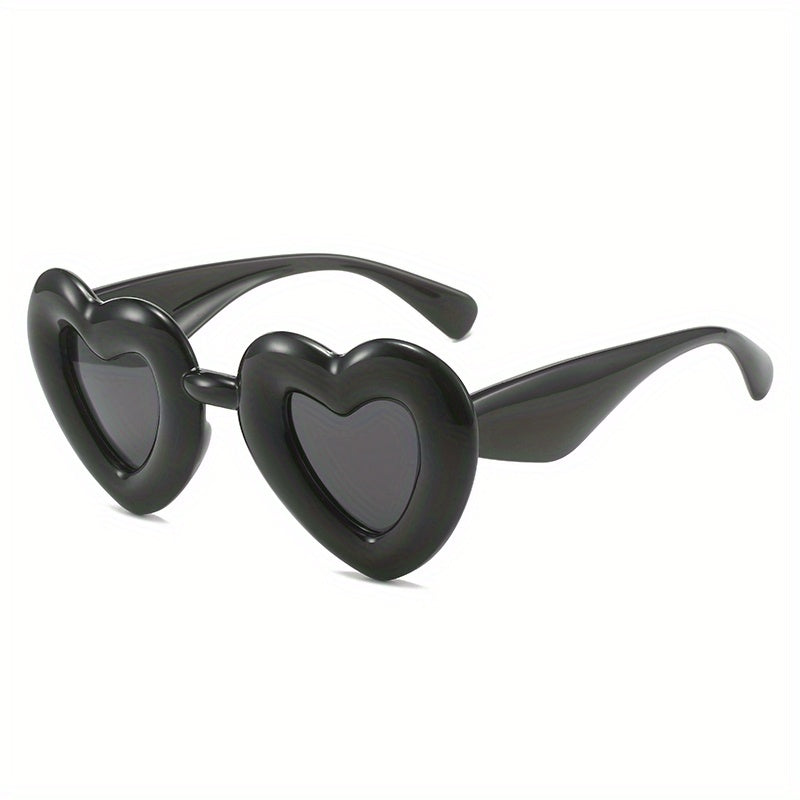Heart Inflated Frame Sunglasses for Women Men UV400 with Case