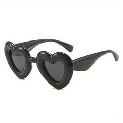 Heart Inflated Frame Sunglasses for Women Men UV400 with Case