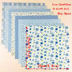 8pcs Cotton Quilted Fabric DIY Sewing Accessories Flower Cloth 9.8in