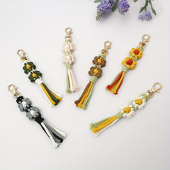 Hand Woven Little Daisy Keychain for Girls