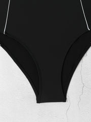 Sexy Swimsuit Women's Plus Line Print Scoop Neck One Piece